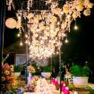 Hanging Light bulb on bridal table 