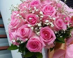 Round Rose and Baby Breath Bouquet