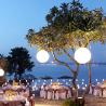 pool terrace dinner set up 