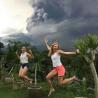 other visitor selfi with mount agung back drop 